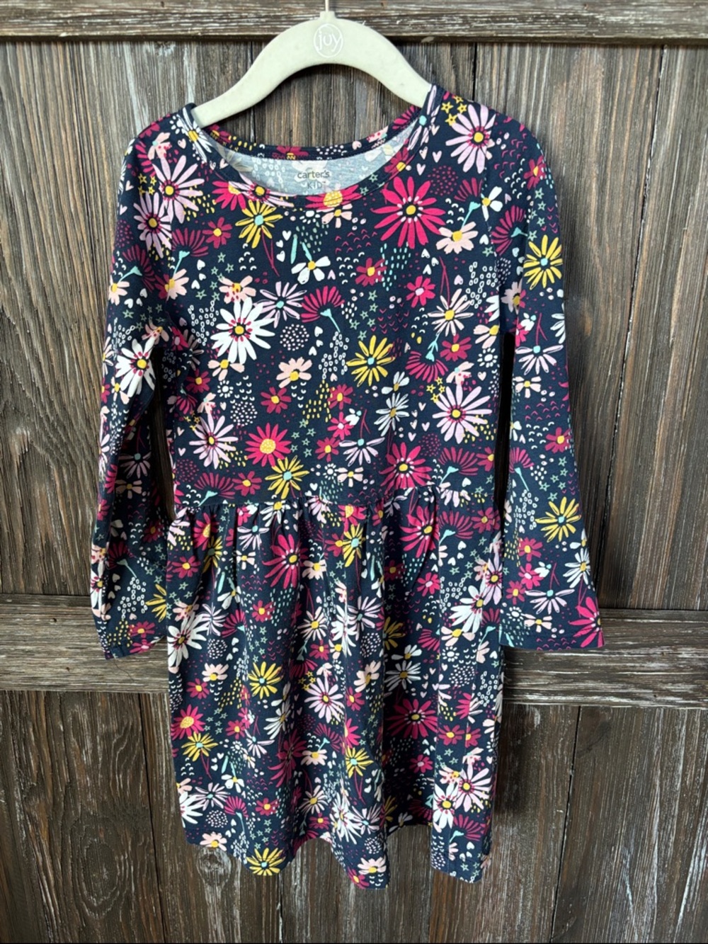 Carter's Navy Floral Long Sleeve Casual Dress with Pink & Yellow Blooms